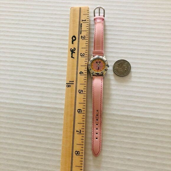 Disney Minnie Mouse Watch Pink Genuine Leather Analog Wrist Watch Japan Movt. - Picture 5 of 12